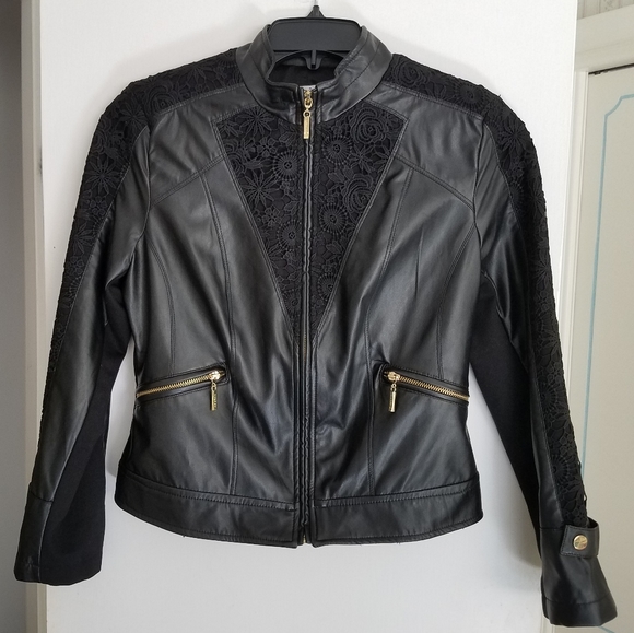 Leather Lace Black Jacket Small - Picture 1 of 9